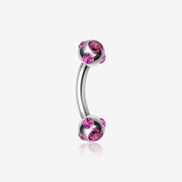 Aurora Gem Ball Curved Barbell Eyebrow Ring-Fuchsia